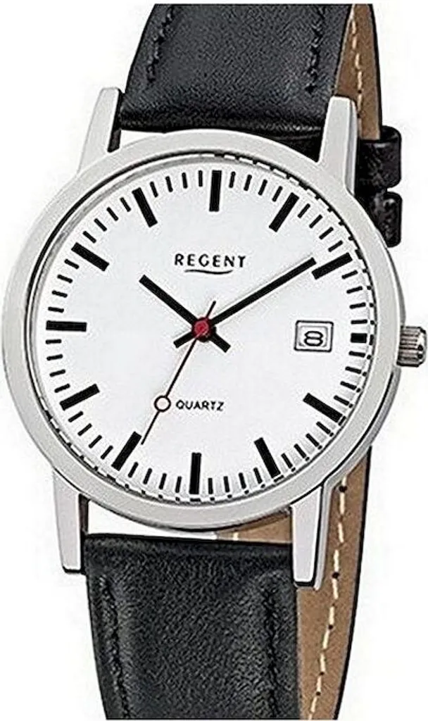 Montre lisible Regent F-794 en cuir noir : Finit les retards avec le Quartz