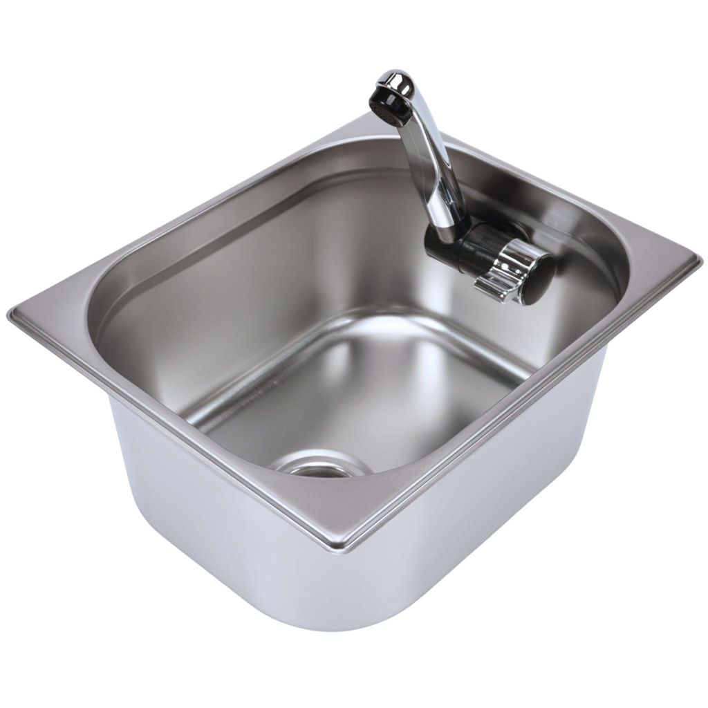 Spülbecken 325x265x150 + Wasserhahn + Ablauf Camping Spüle Produktbild 