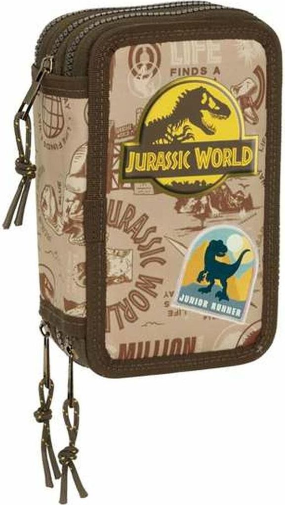 Dreifaches Federmäppchen Jurassic World Sand 12,5 x 19,5 x 5,5 cm 37 Stücke