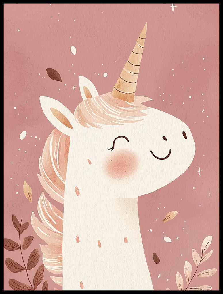 Plakat 60x80cm Muster für Kinder, Mädchen für Zuhause - Einhorn