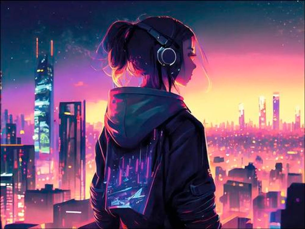 Leinwandbild Manga Skyline Idyll III 77x57 cm