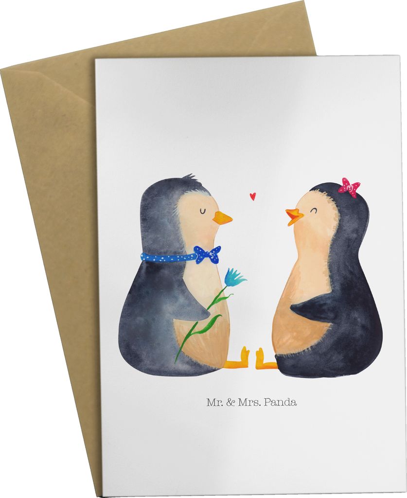 Mr. & Mrs. Panda Beileidskarte Pinguin Pärchen - Weiß - Geschenk, hochzeitskarten, Grußkarte, Hochzeitsgeschenk, weihnachtskarten, Hochzeitstag,...
