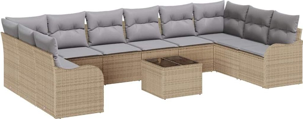 vidaXL Gartensofa-set Beige 55 x 55 x 37 cm Poly-Rattan