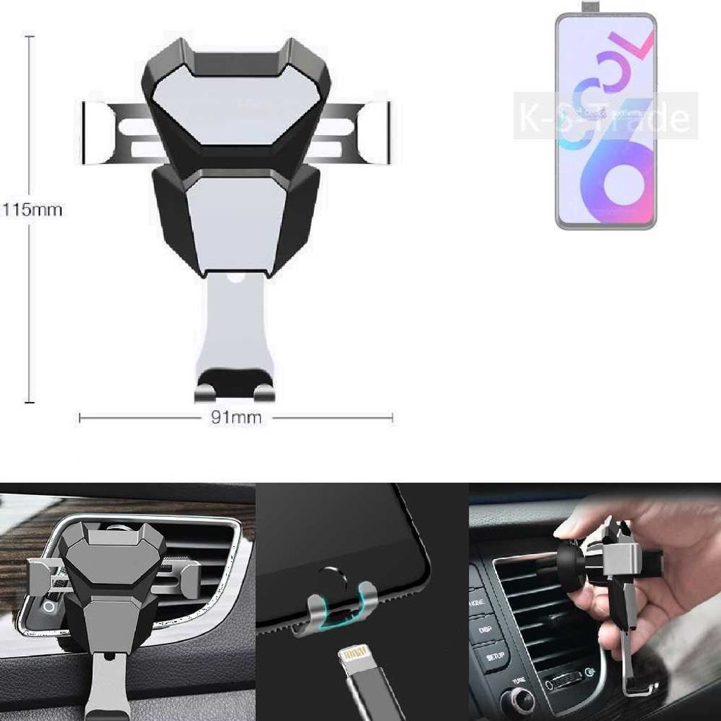 K-S-Trade Lüftungshalterung kompatibel mit Coolpad Cool 6 kompakte Handy-Halterung Lüftungsschlitz Lüftungsgitter Autohalterung KFZ Auto-Halterung