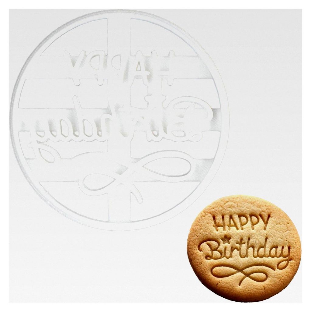 Ausstecher für Geburtstagskekse – Runder Keksstempel für Feierlichkeiten, Detailreicher Fondant-Prägestempel für Kuchen, Cupcakes, Teig und B...