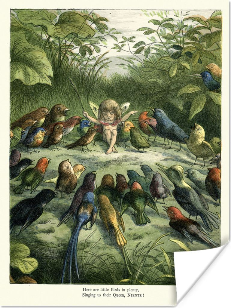 MuchoWow Poster Antiker Vogeldruck Elf 30x40 cm - Wandplakat - Poster Kinderzimmer