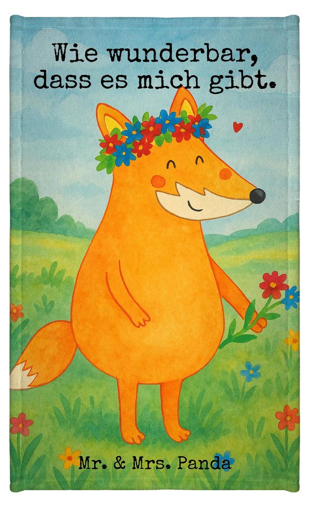 Mr. & Mrs. Panda Handtuch Fuchs Blumen Design - Weiß - Geschenk, Baumwollhandtuch, Mich, Gäste-WC, badezimmer, Gästetuch, Ich, Boho, Selbstbewus...