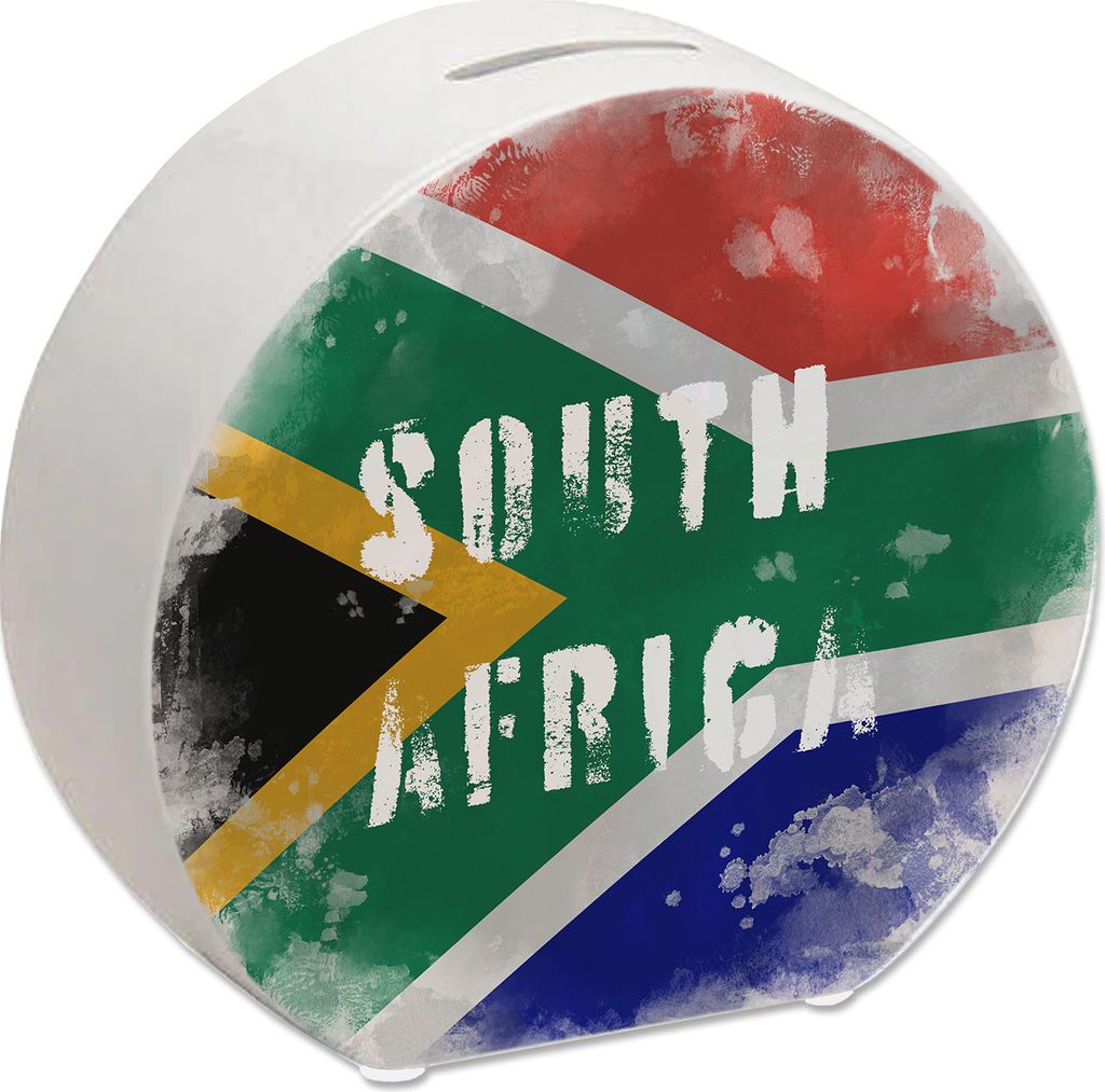 Spardose Südafrika-Flagge im Used Look - Sparschwein für Produktbild 