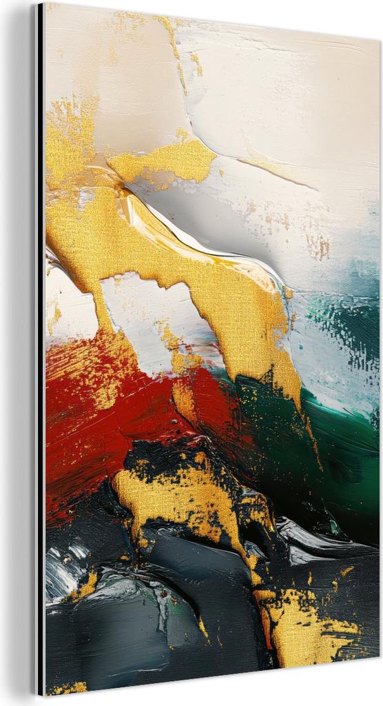 MuchoWow Wanddekoration Metall Metallbild Wandkunst 20x30 cm Modern - Weihnachten - Abstrakt - Gold MuchoWow Aluminium Gemälde - Alu Dibond Bild