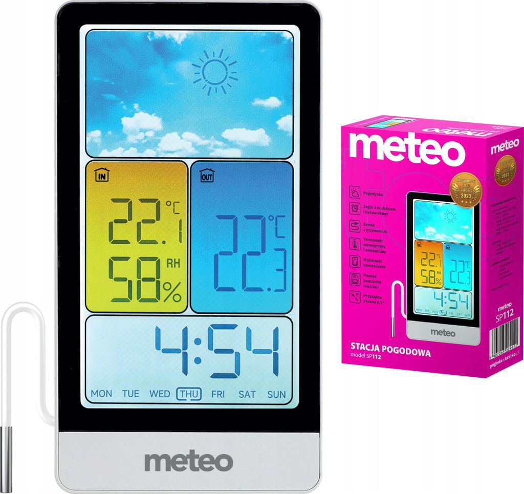 Venkovní a vnitřní teploměr pro meteorologickou stanici Obrázek produktu 