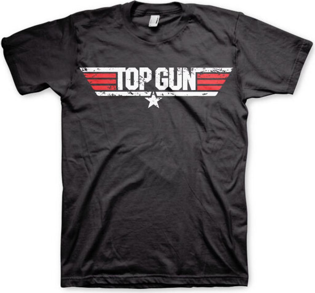 Top Gun Distressed Logo T-Shirt - Small - Black Produktbild 