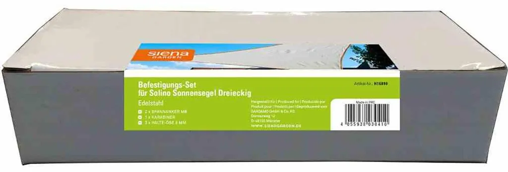 Kit fixation voile ombrage 3 angles inox pour terrasse - Siena Garden