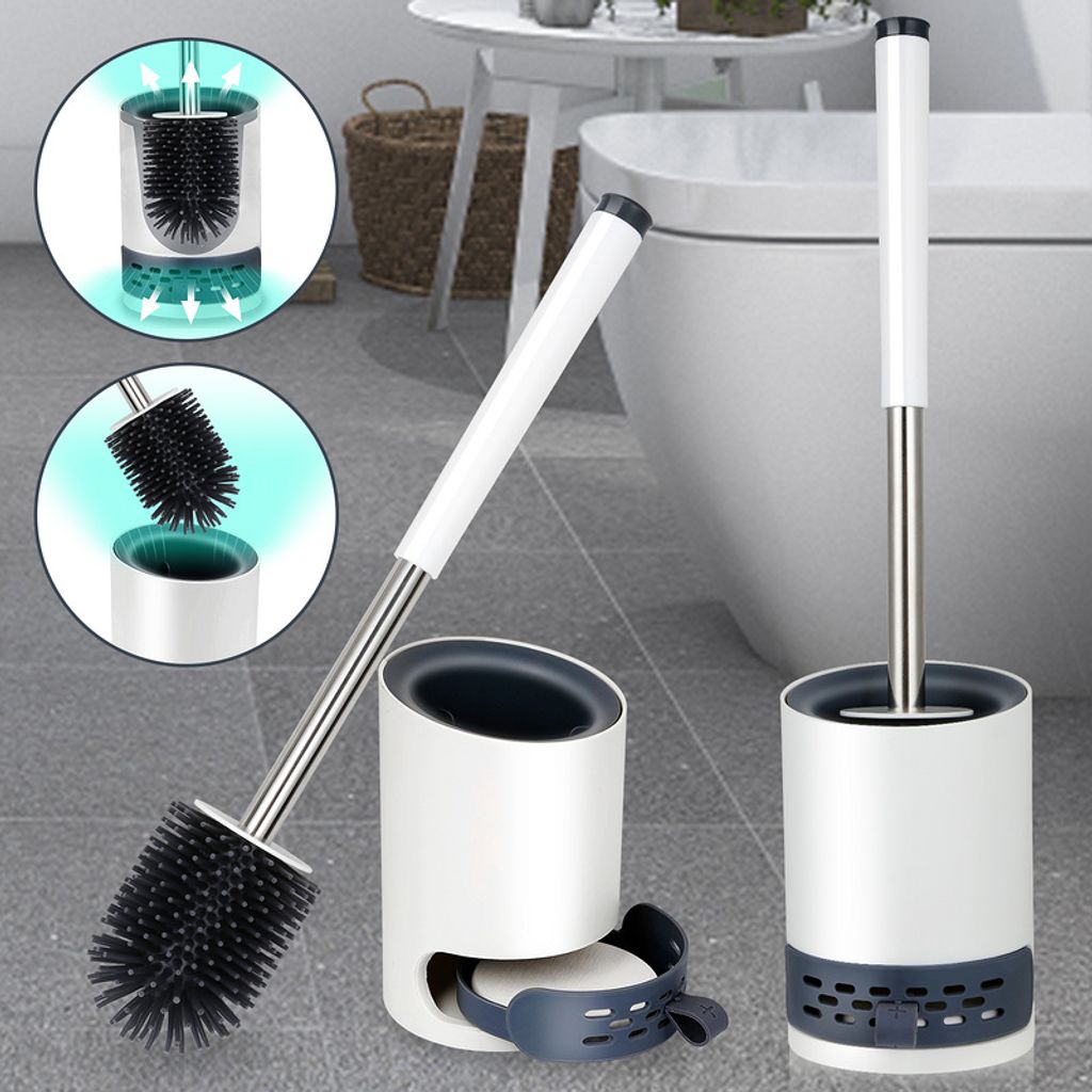 Toilettenbürste+Basis Halter Antibakterielle Klobürste WC Bürste Brush Halter DE 