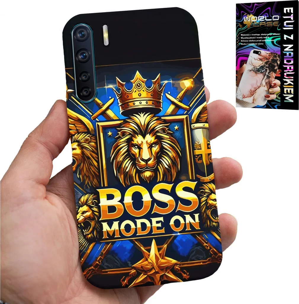 Custodia per Oppo A91 - Boss Lion con corona su scudo Custodia + Foil