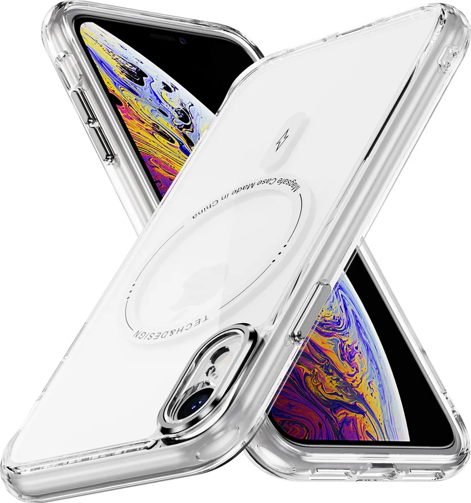 Custodia magnetica trasparente per iPhone XR, compatibile con MagSafe, custodia protettiva antiurto ibrida bianca