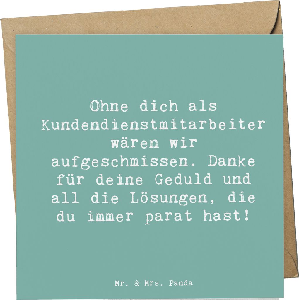 Mr. & Mrs. Panda Grußkarte Spruch Kundendienstmitarbeiter Held - Meeresbrise - Geschenk, Wertschätzung, Dankeskärtchen, Danke sagen, faltkarte, ...