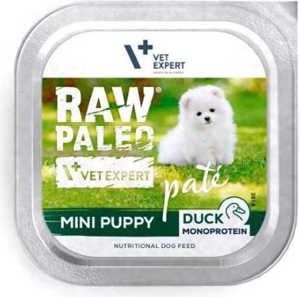 RAW PALEO Pâte Mini Puppy Duck - Nassfutter für Hunde - 150g