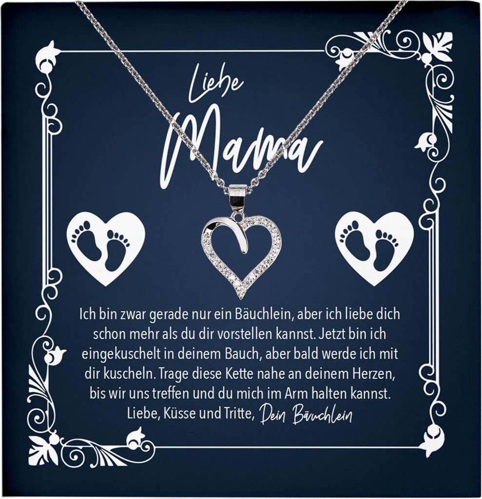 22Feels Echt Silber Halskette - Liebe Mama von Baby Schwangerschaft Geschenk Frauen Babyshower Werdende Mutter Schmuck Set Geburtstag Muttertag Mom...