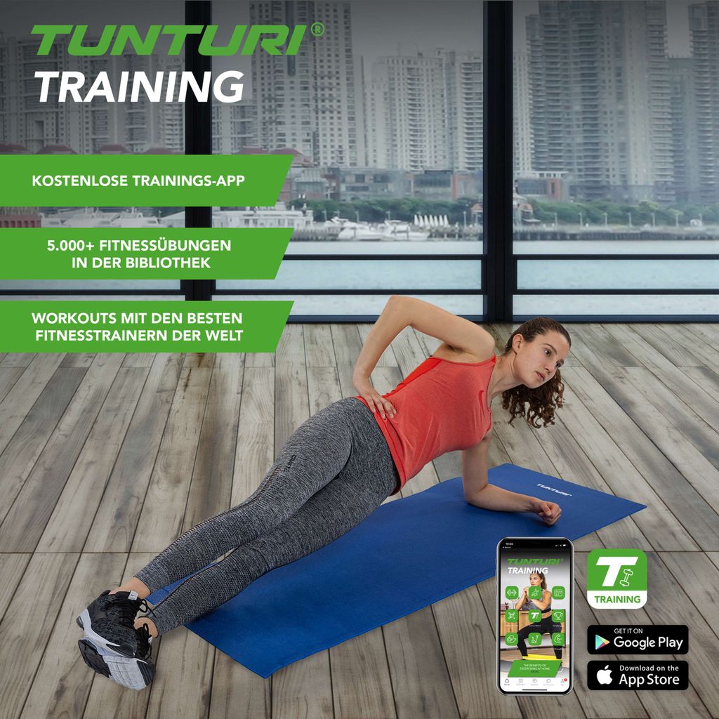 Tunturi Fitnessmatte, Yogamatte aus EVA, 160 cm, in Blau
