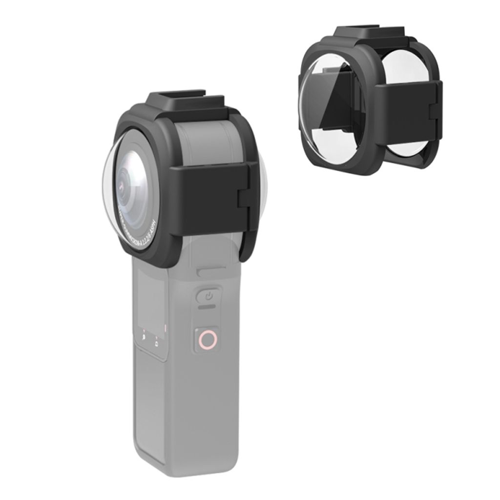 PULUZ Lens Guards Objektivschutzabdeckung mit Kaltschuhhalterung Kompatibel mit Insta360 ONE RS 1-Zoll 360 Edition Action-Kamera