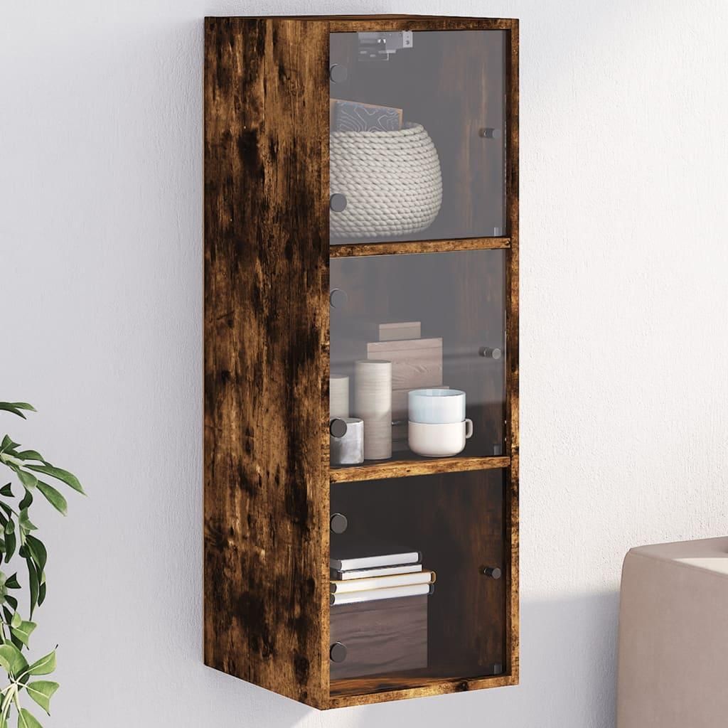 Nástěnná skříňka se skleněnými dvířky 35x37x100 cm Kouřový Obrázek produktu 