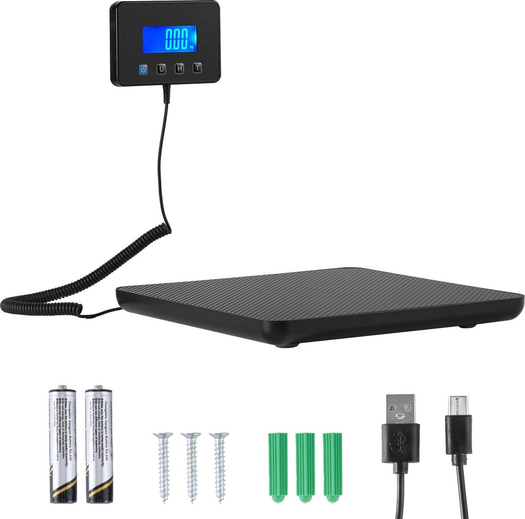 SucceBuy Digitale Paketwaage, 10/100g, hohe Präzision, 200 kg Plattformwaage mit Hold-/Tara-Funktion & LCD-Display, ideal für Pakete, Porto, Gep...