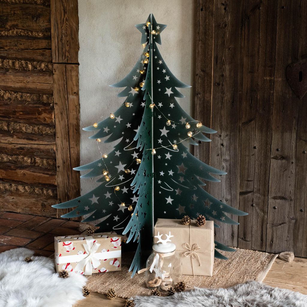 3D-Weihnachtsbaum aus pulverbeschichtetem Stahl H140 cm – Produktbild 