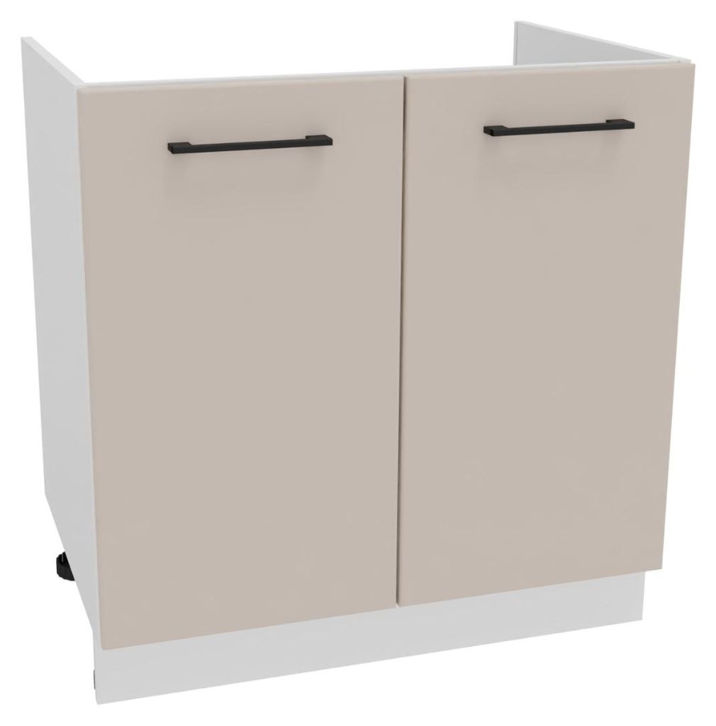 Küchenunterschrank 80 cm - Beige matt - 2 Türen - ohne Arbeitsplatte - Soft-Close-System - Unterschrank für die Spüle