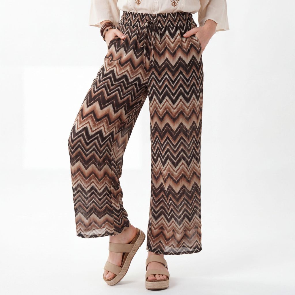 Sommerhose Damen Palazzohose Allover Chevron Look 36-44 Lufitge Freizeithose