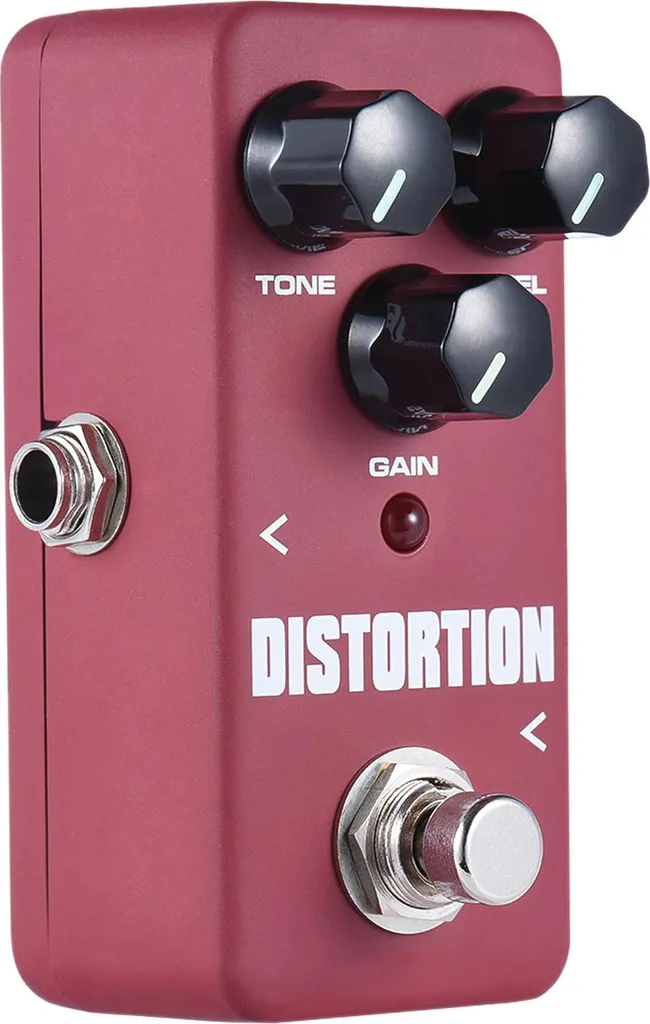 Pédale de distorsion guitare électrique en alu noir avec pads