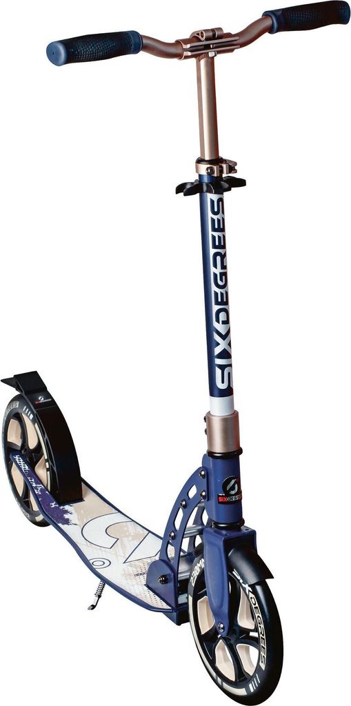 SIX DEGREES Aluminium Scooter mit Klappmechanismus und Ständer, 230/215 mm, ABEC 7, höhenverstellbar, , creme