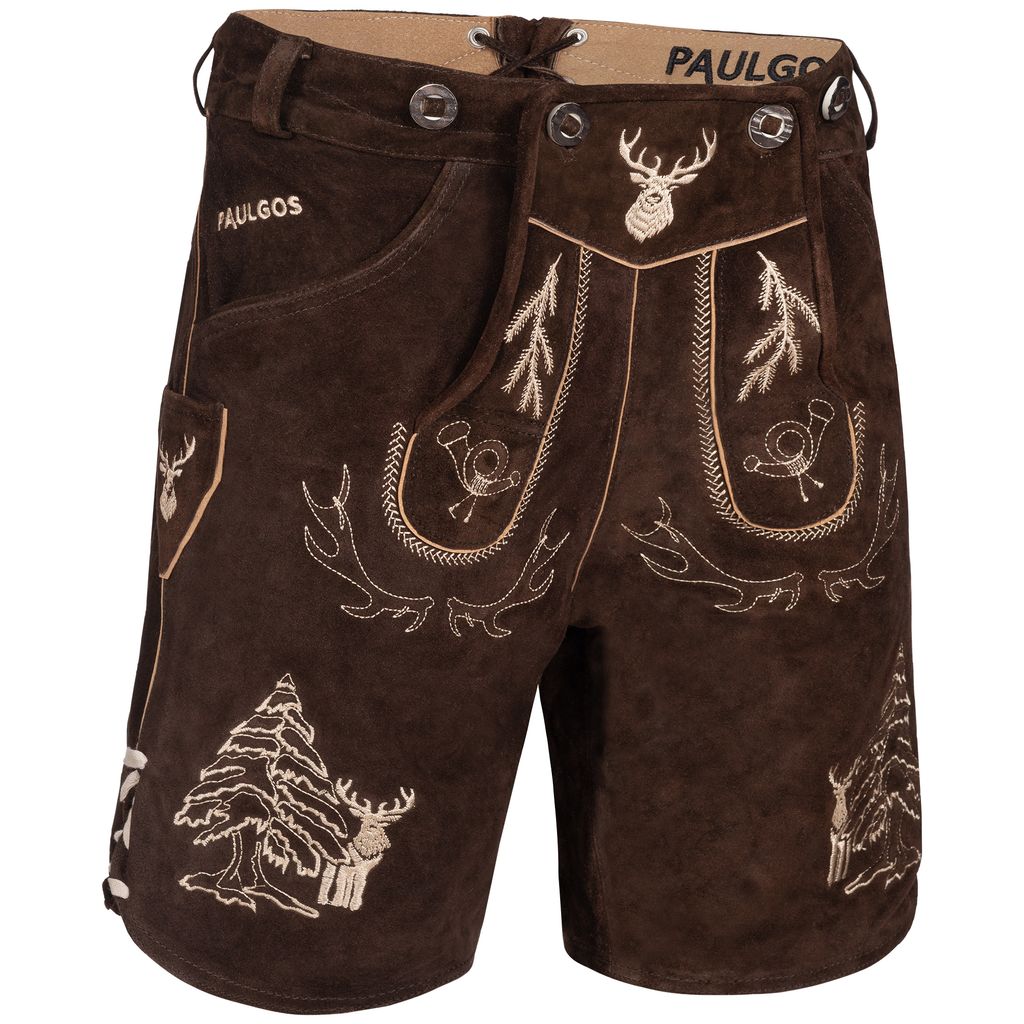 PAULGOS Herren Trachten Lederhose Kurz - HK5 - Echtes Leder Produktbild 