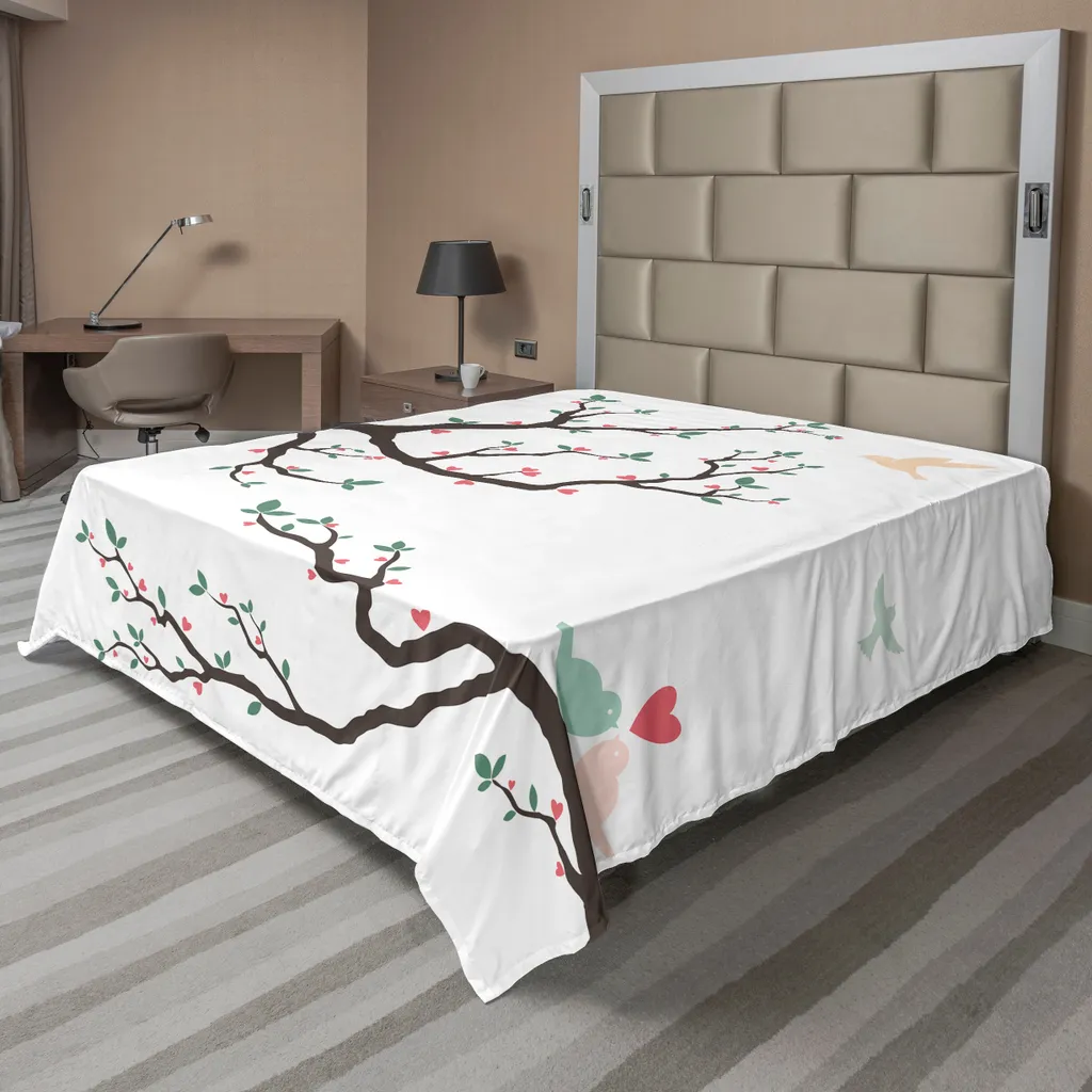 Drap supérieur confortable 275x260 cm imprimé cœurs et tourterelles