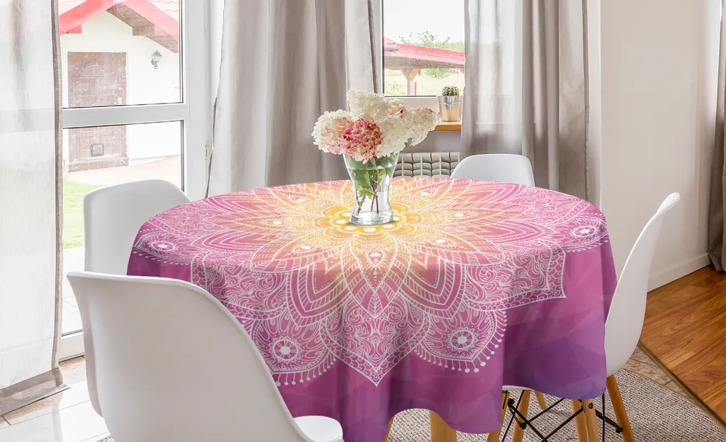 Tovaglia Rotonda 150 cm Antimacchia ABAKUHAUS - Mandala Multicolor