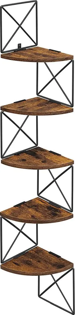 Étagère d'angle à 5 niveaux pour montage mural en bois mélaminé blanc