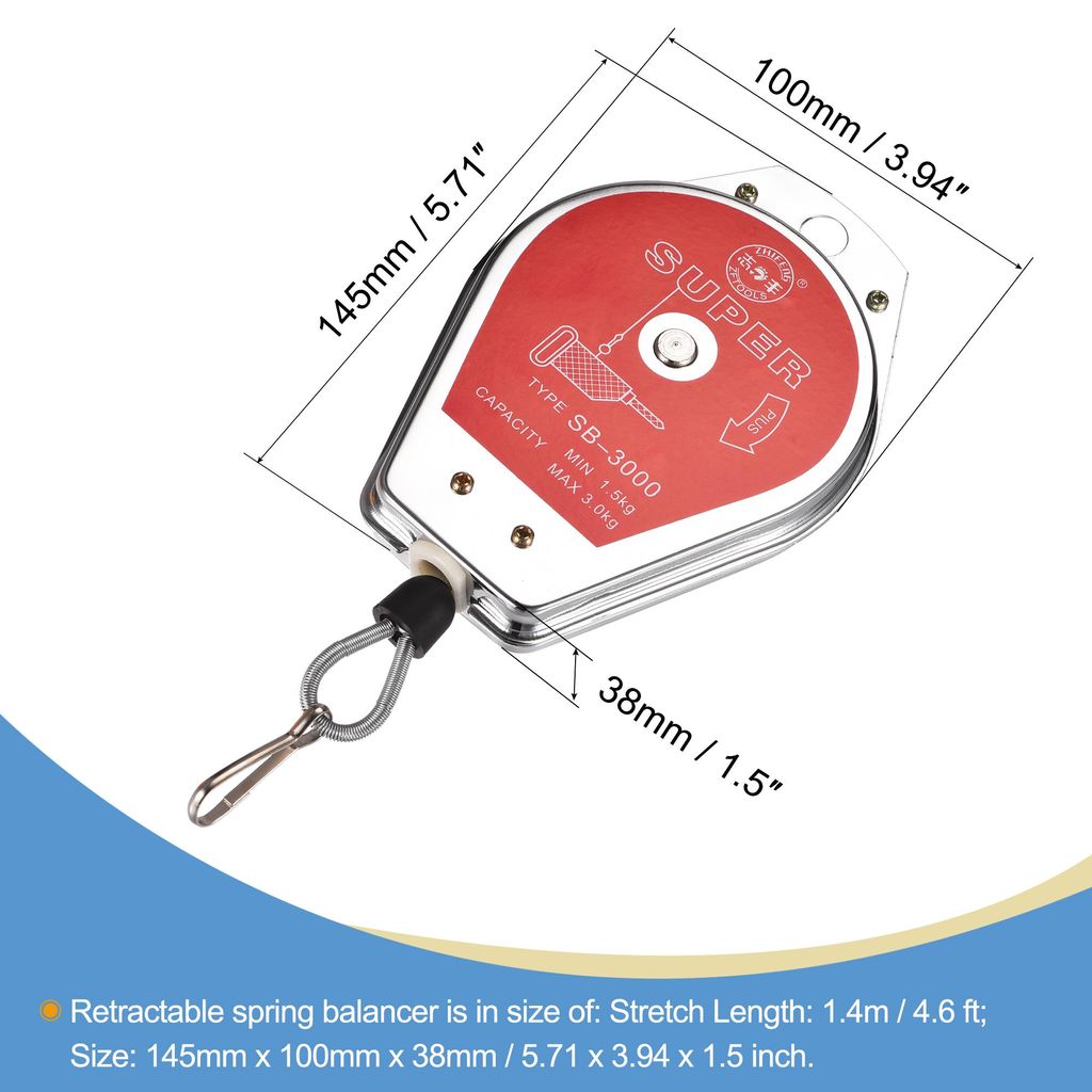 Einziehbar Federzug Werkzeughalter Aufh?ngevorrichtung 3.3-6.6lbs (1.5-3kg) Rot fš¹r Flie?band mit Montagezubeh?r
