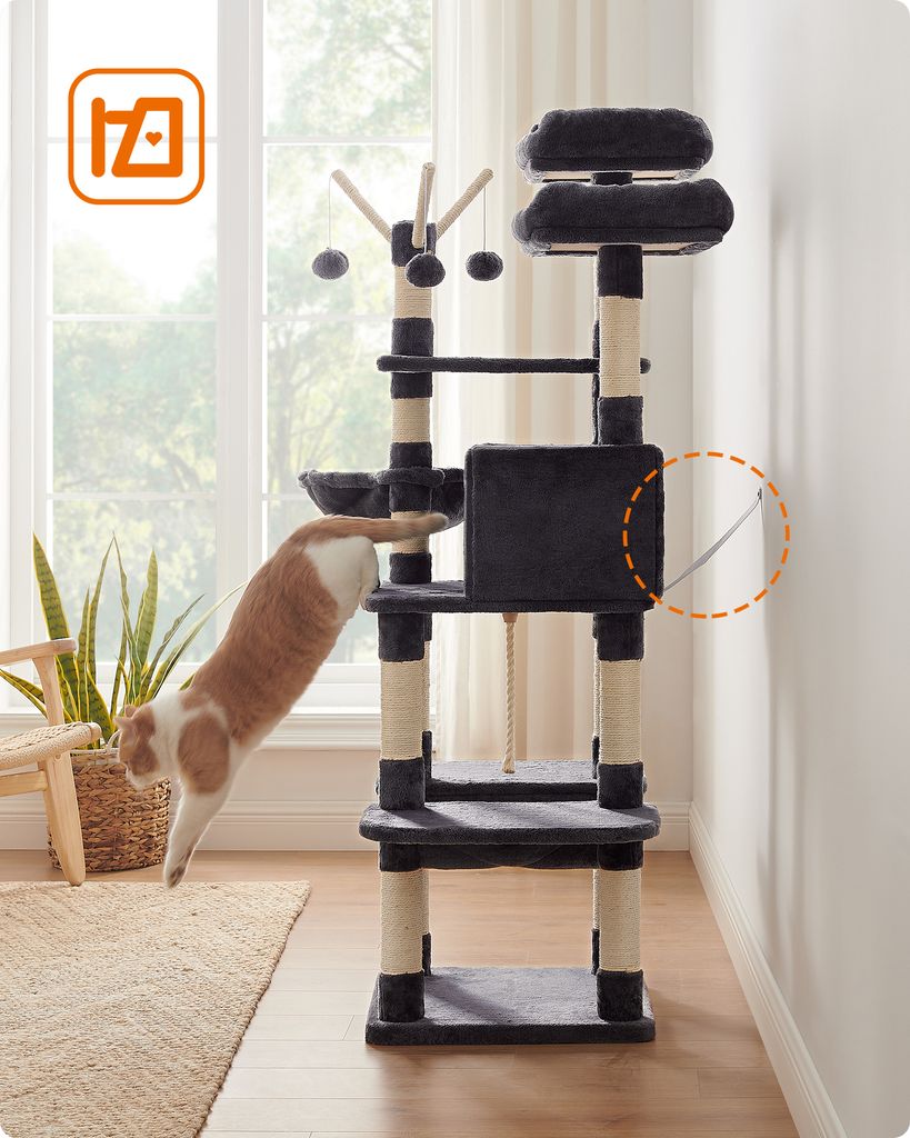 FEANDREA Kratzbaum, XXL Katzenbaum, 164 cm, rauchgrau Produktbild 9