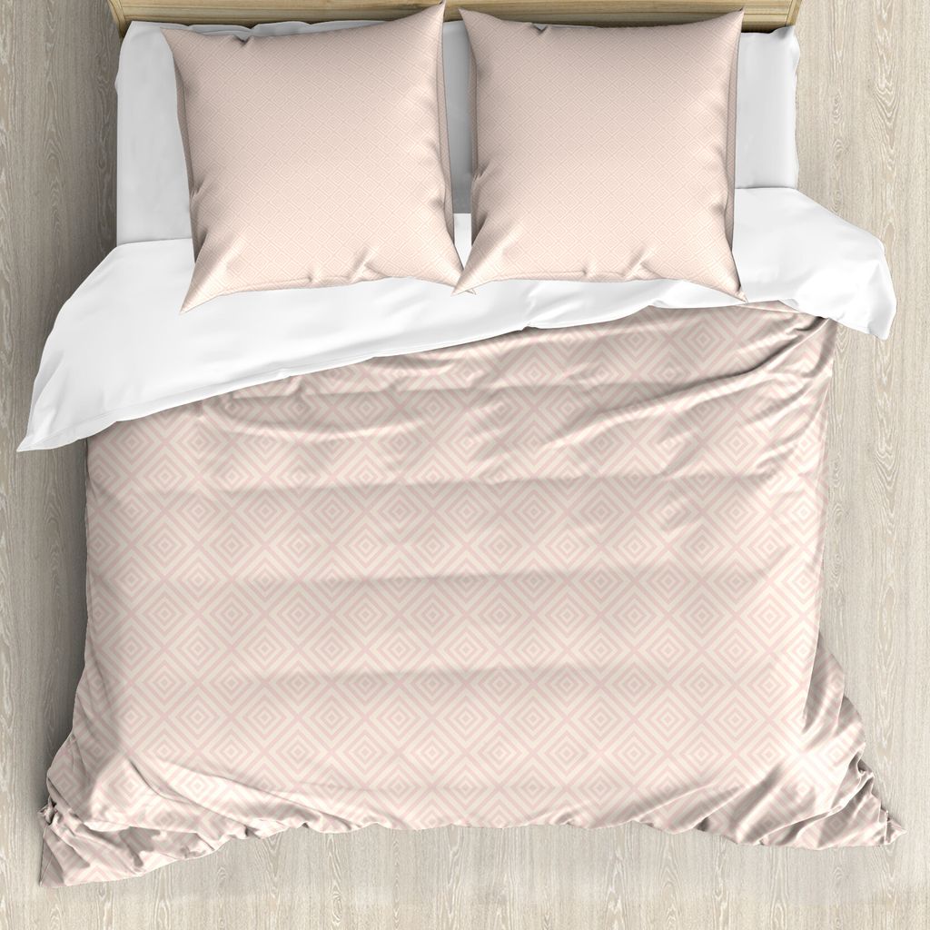ABAKUHAUS Shabby Flora Bettbezug, Pastell Diamant-Linie, Milbensicher Allergiker geeignet mit Kissenbezügen, 155 cm x 220 cm - 80 x 80 cm, Pfirsic...