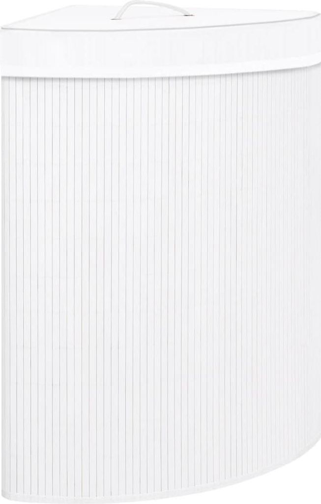vidaXL Rohový kôš na bielizeň Bamboo White 60 L Obrázok produktu 