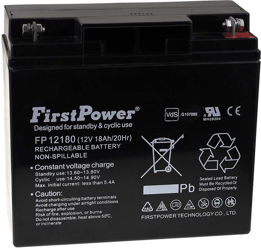 FirstPower Blei-Gel Akku FP12180 12V 18Ah VdS