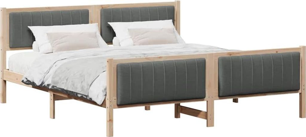 Bettgestell Braun und Dunkelgrau 180 x 200 cm Massivholz Kiefer