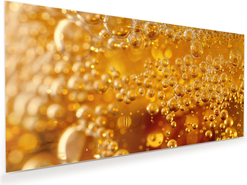 Glasbild 120x60cm in XXL für Wohnzimmer, Schlafzimmer Motiv Sprudelnde Blasen