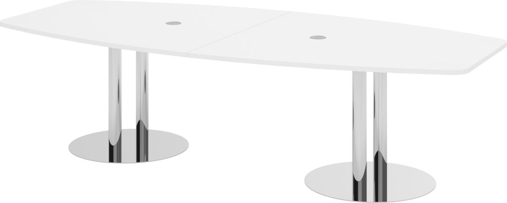 bümö Konferenztisch mittel KT28 - Nachbildung: Weiß, tischfuss: Chromsäulen