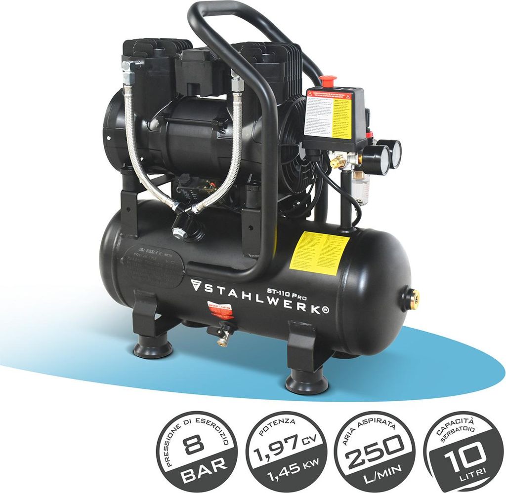 Compressore STAHLWERK con serbatoio da 10 L (ST-110 Pro) - Immagine del prodotto 