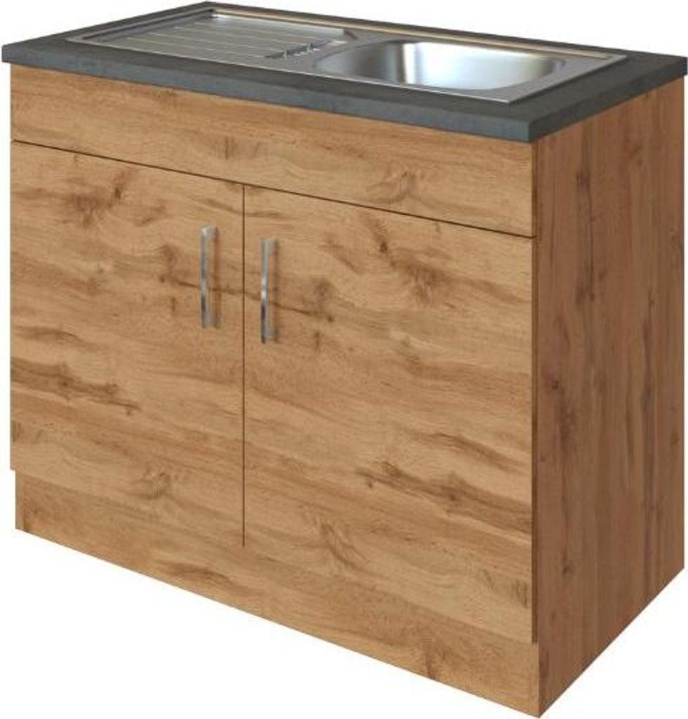 Sockelschrank Sorrella 100cm 2 Türen - Eiche/Beton