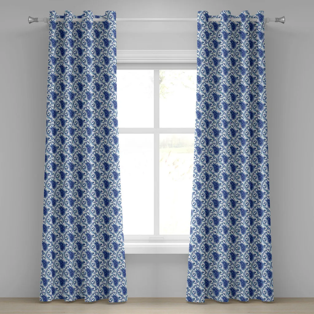 Tenda Paisley ABAKUHAUS Blu Bianco 280x175cm - Arredo Classico Elegante
