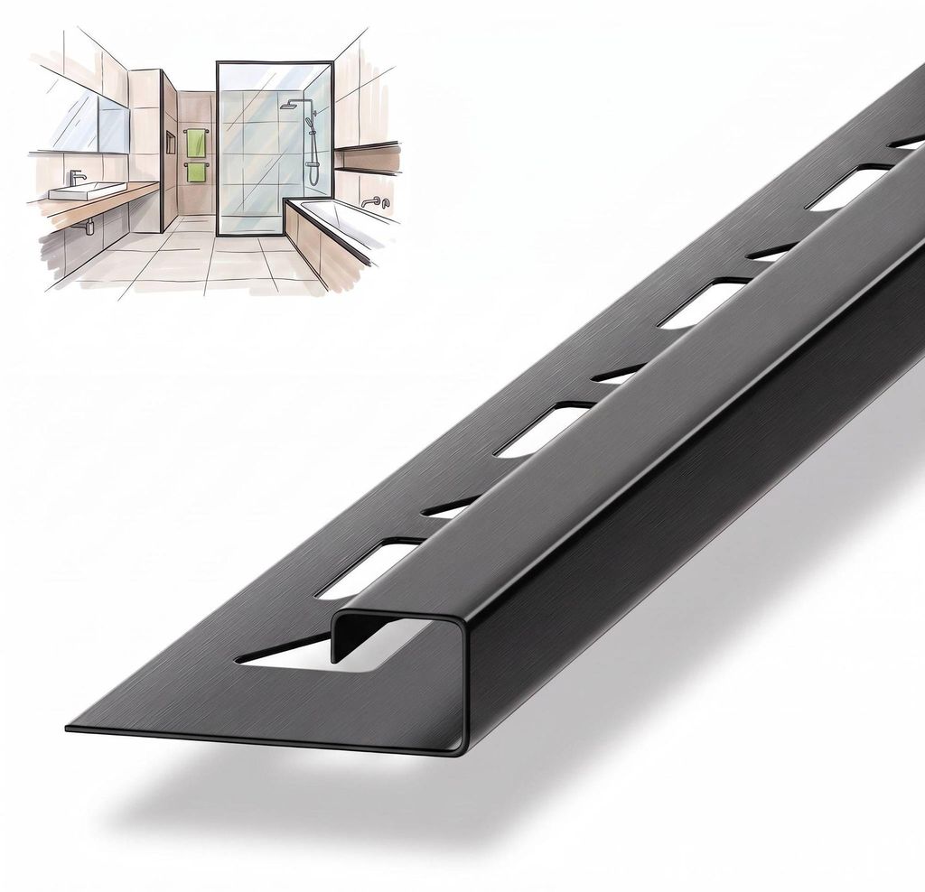Dalsys Fliesenschiene Eckprofil 250cm x 10mm Schwarz Produktbild 