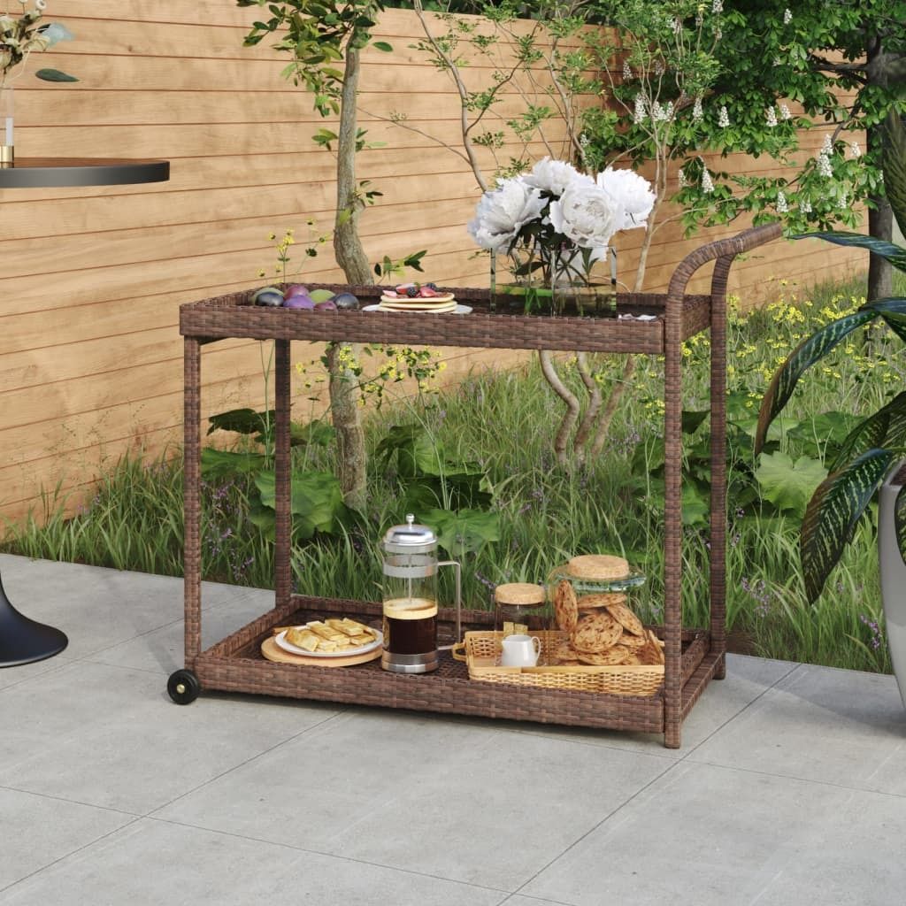 The Living Store Barwagen Braun 100x45x83 cm Poly Rattan