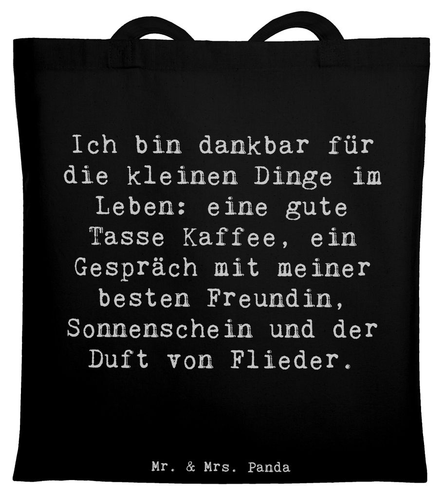 Mr. & Mrs. Panda totebag Spruch Dankbarkeit für kleine Dinge - Schwarz - Geschenk, Zitat, Achtsamkeit, Stimmung, Sonnenschein, Besinnung, Tasche, ...