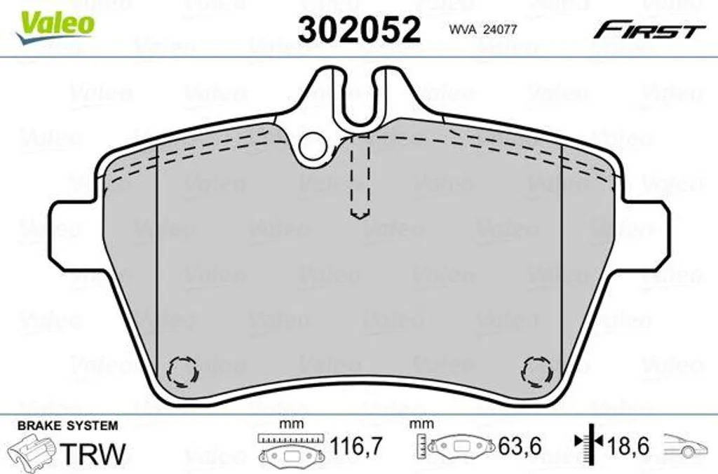 Plaquettes de frein VALEO 302052 OE 1694200220 pour Classe A et B